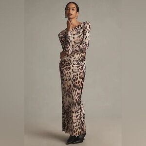 AFRM Adele Long Sleeve Maxi Dress in Cheetah - Size S
